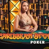 Official Live Dealer logo: Caribbean Stud Poker by Evolution at Leon Casino